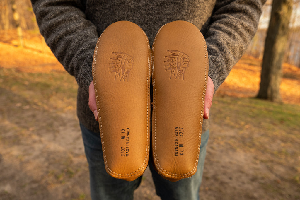 moccasins with a leather sole with NO foam insoles perfect for connecting to the Earth's electrons