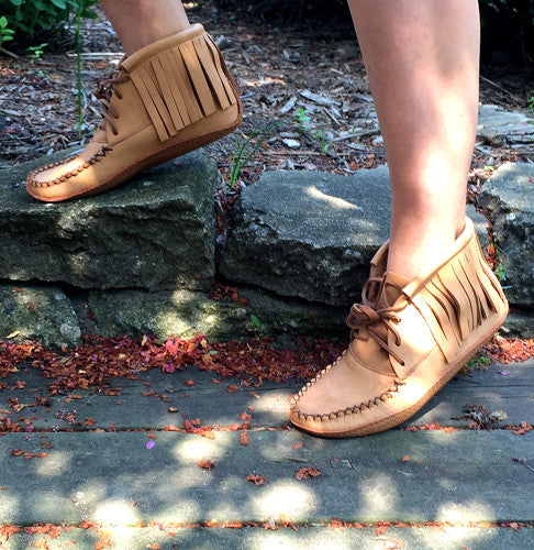 women's fringe moccasin booties