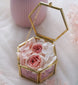 Preserved Pink Austin Rose Flower Ring bearer pillow Glass Gold Ring box Ring holder Wedding ring bearer Vintage Bridal Wedding glass holder