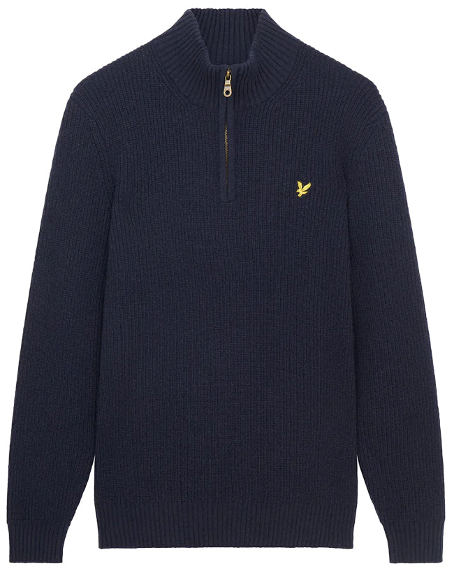 Lyle and Scott Mens Ribbed Quarter Zip Jumper Mauve Dusk | Landau