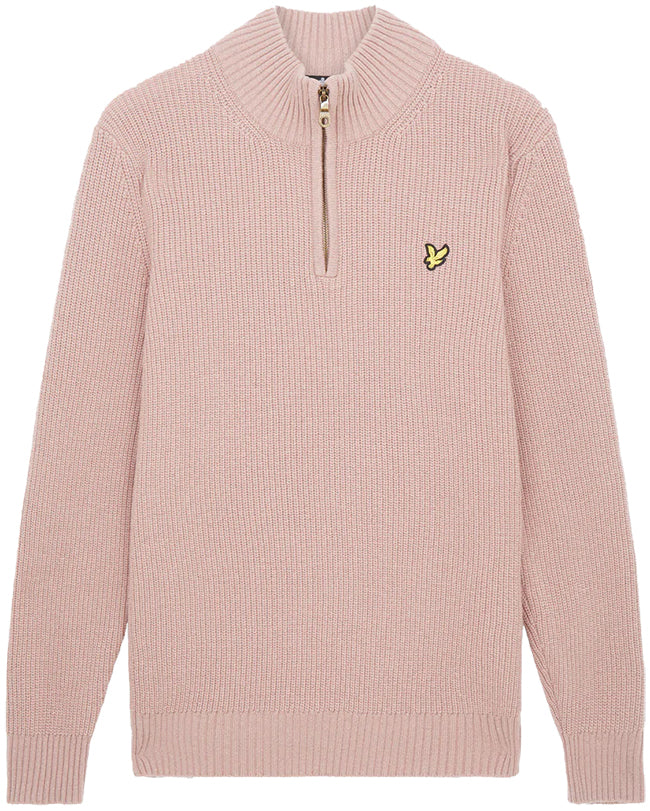 Lyle and Scott Mens Ribbed Quarter Zip Jumper Mid Grey Marl