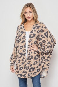 GREY/TAUPE Leopard Cardigan