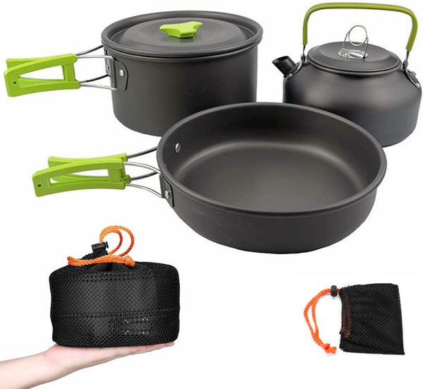 Gold Armour 10 Pieces Camping Cookware Mess Kit Backpacking Gear & Hiking  Outdoors Bug Out Bag Cooking Equipment Cookset - Lightweight, Compact,  Durable Pot Pan Bowls Green