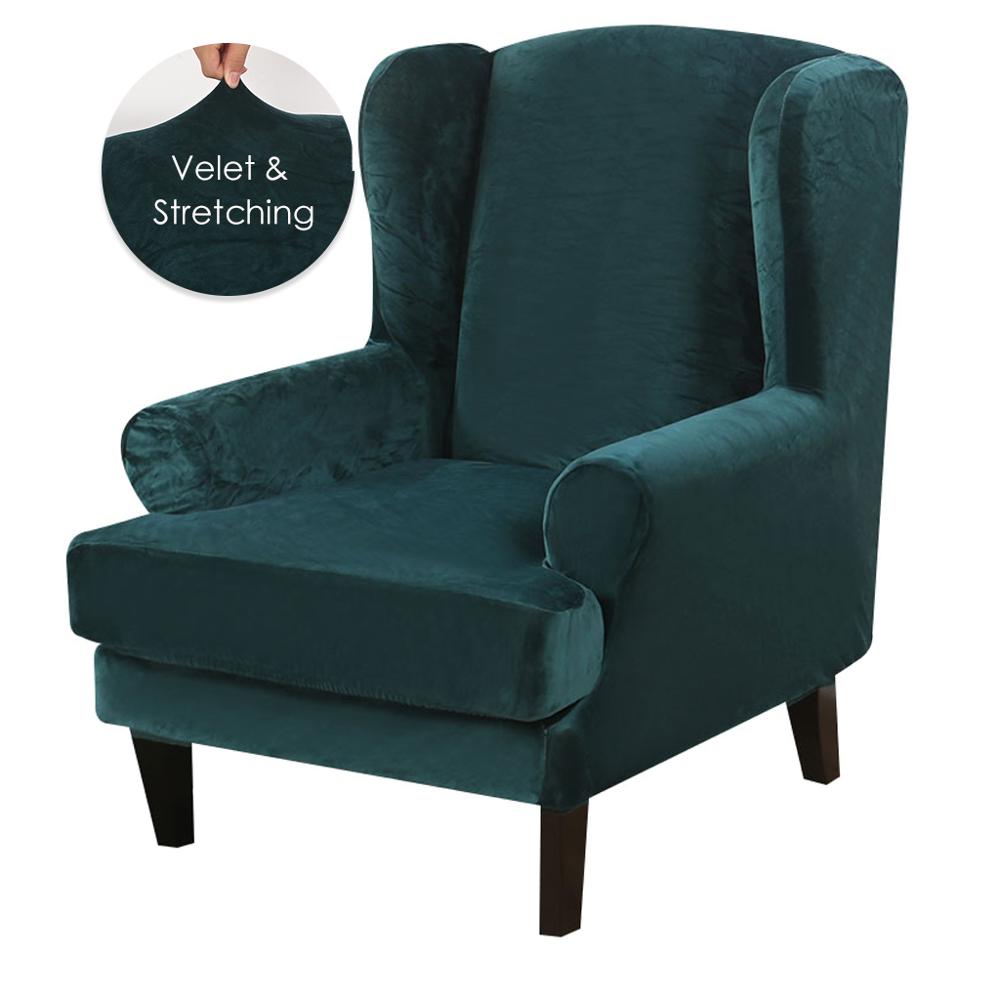 Velvet Spandex Wingback Armchair Cover Slipcover | Shop Couch Covers