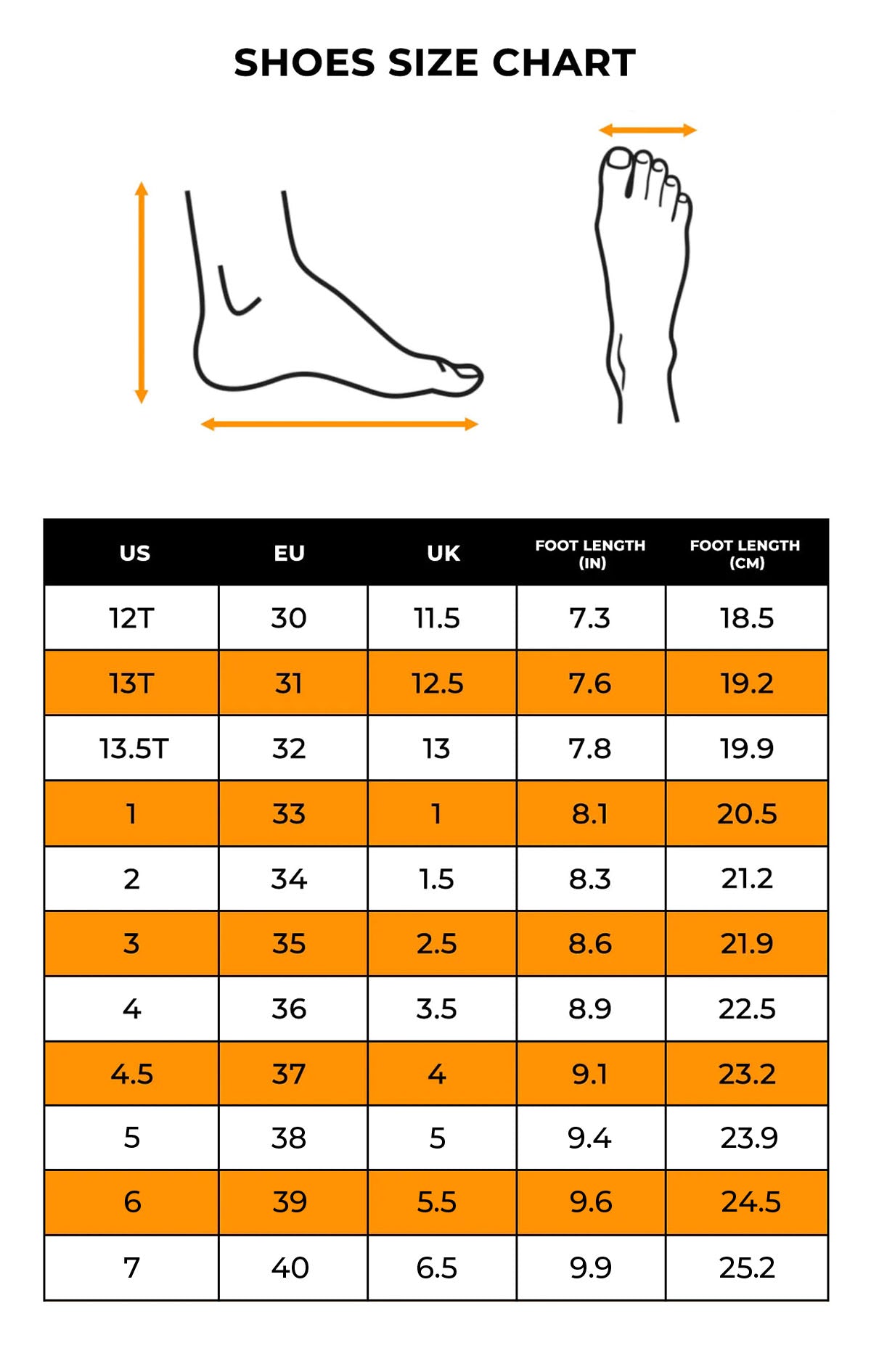 SHOES SIZE CHART – moodytiger