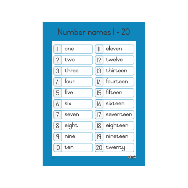 Number Chart 1 20 With Words