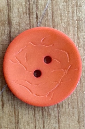 287724 Round Orange Polyamide Button w/ Texture 20mm