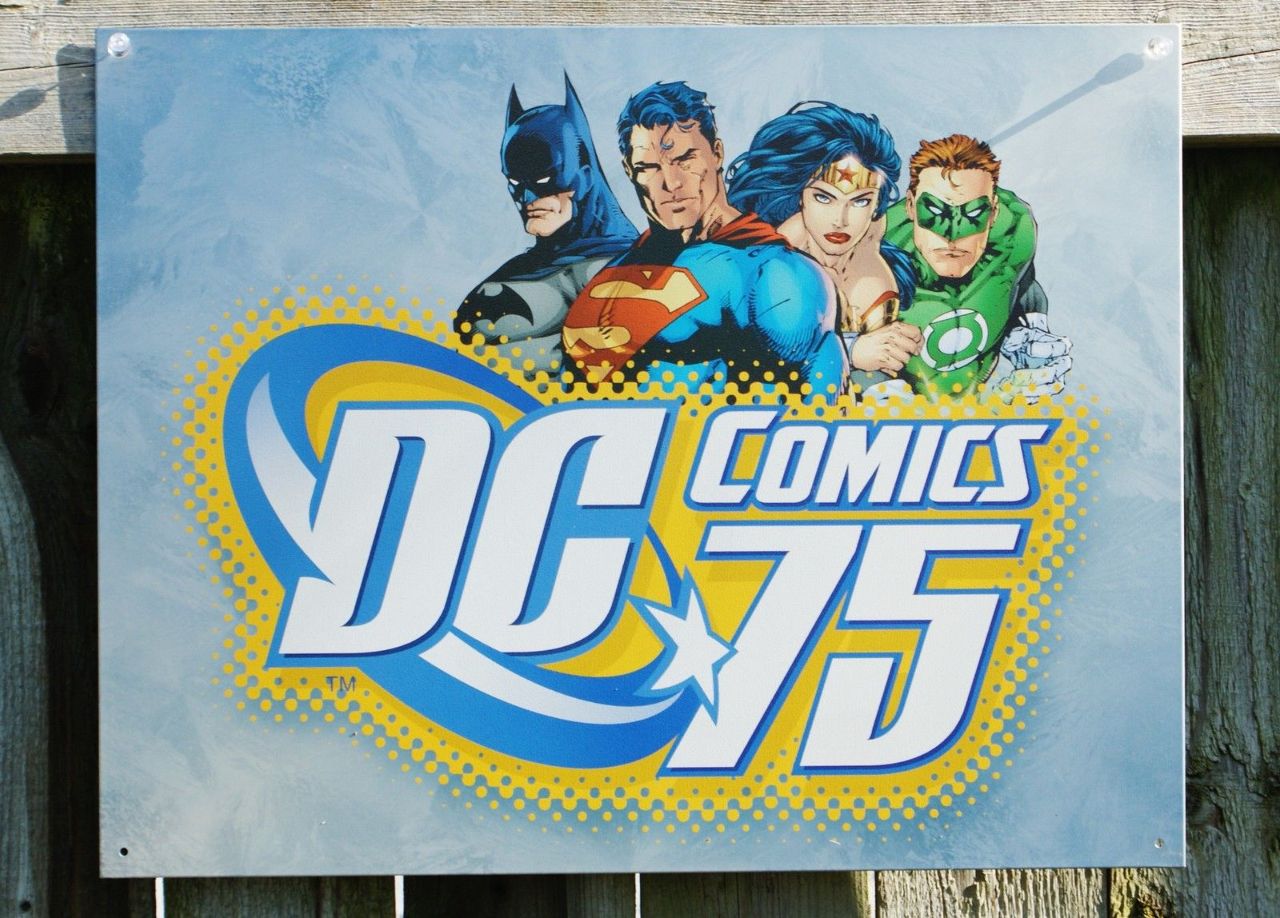 DC Comics 75 Years Tin Sign Cave Superman Batman Green Lantern Wonder – The  Wild Robot