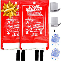 JJ CARE Fire Blankets Pack of 2 with Gloves and Hooks