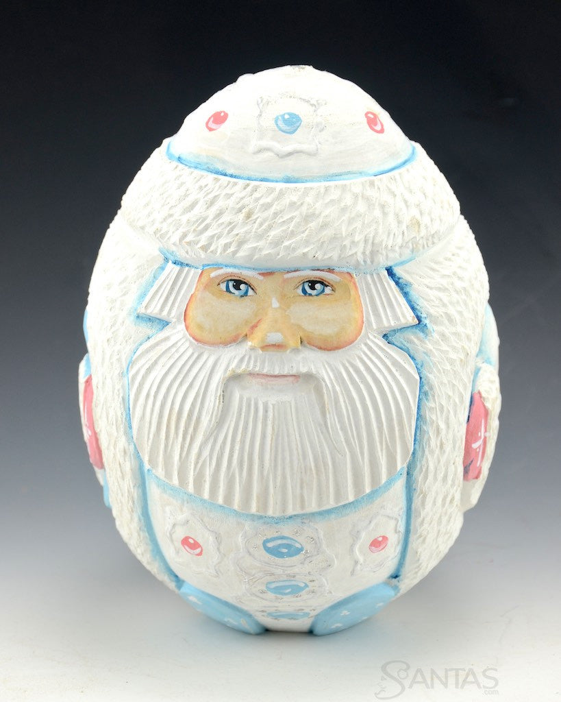 5 inch White and Pastel Solid wood Santa 