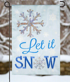 Let it Snow Linen Shimmer Garden Flag - The Sky's the Limit