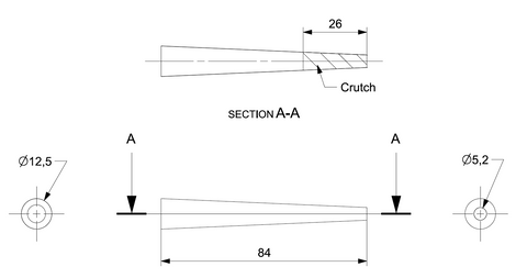 A diagram of 84mm pre-roll joint size