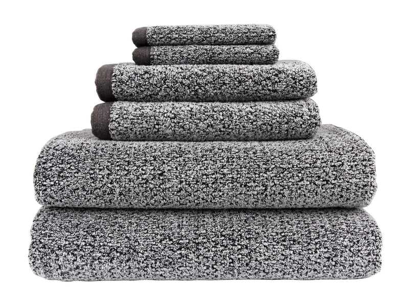 Everplush Hokime Ribbed Towels, Bath Towel Set - 6 Piece, Shitake Grey