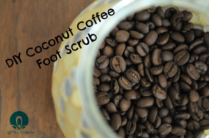 DIY Coconut Coffee Foot Scrub Recipe via @agirlsgottaspa #beauty #bathandbody #DIY