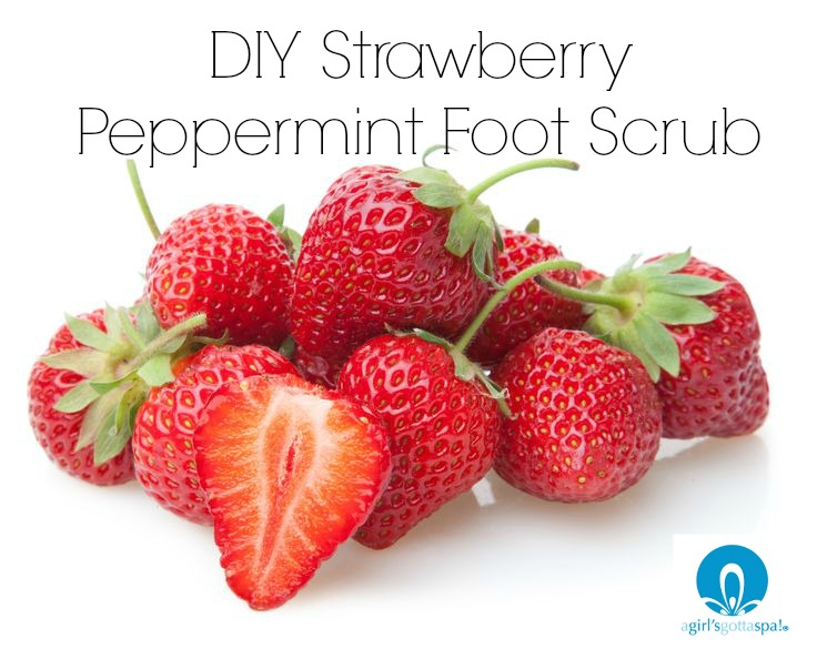 DIY Strawberry Peppermint Foot Scrub. Smells delicious and super skin softening! via @agirlsgottaspa