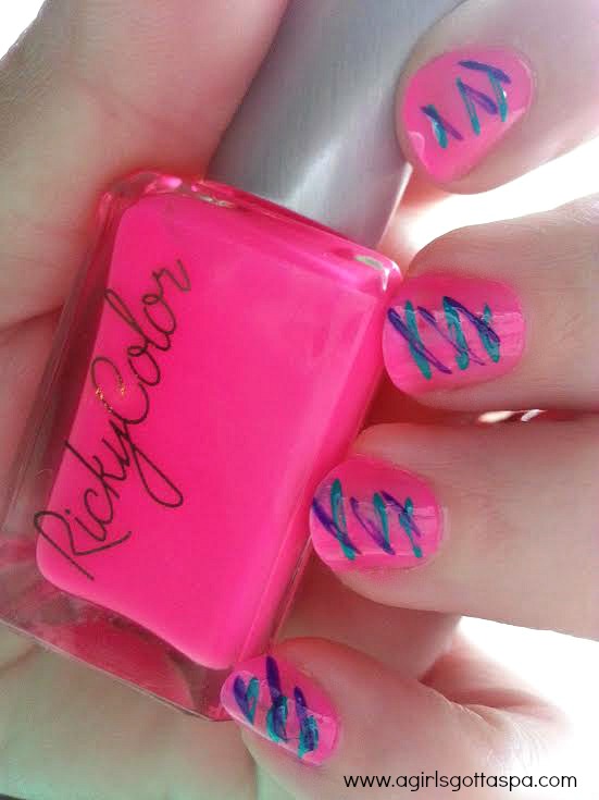 25 Hot Pink Vibrant Nails for Modern Women : Hot Pink & Orange Design Nails