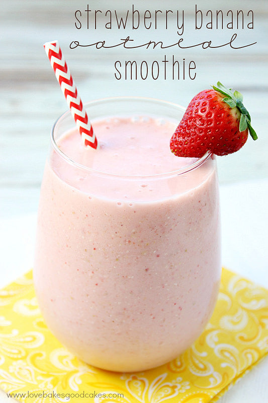Strawberry Banana Oatmeal #Smoothie #recipe