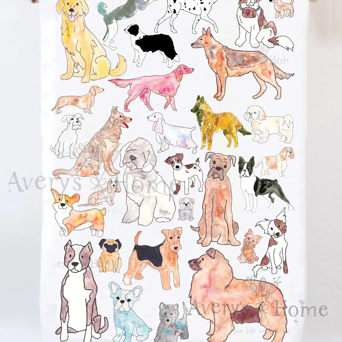 Different Dog Breeds Dish Towel