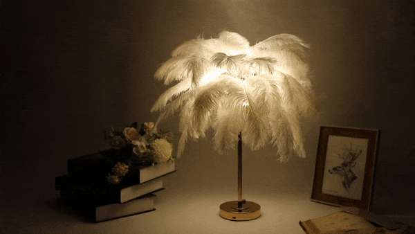 Ostrich Feather Lamp, Lamp With Feathers, Feather Table Lamp, Bedside Lamp, Desk Lamp