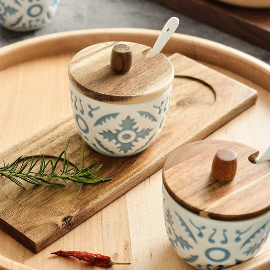 Pebbly Round Spice Jars with Bamboo Lids, Set of 3, 1 set - Interismo  Online Shop Global