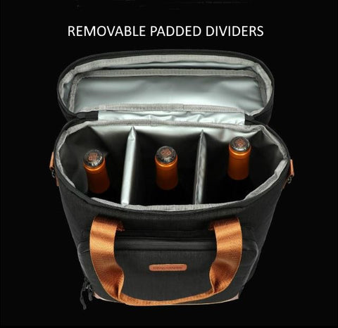 Portable Wine Cooling Bag Vintage Leather Picnic Cooler Bag