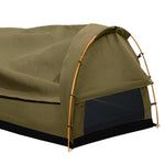 Mountview Double Swag Camping Swags Canvas Dome Tent Hiking Mattress Khaki