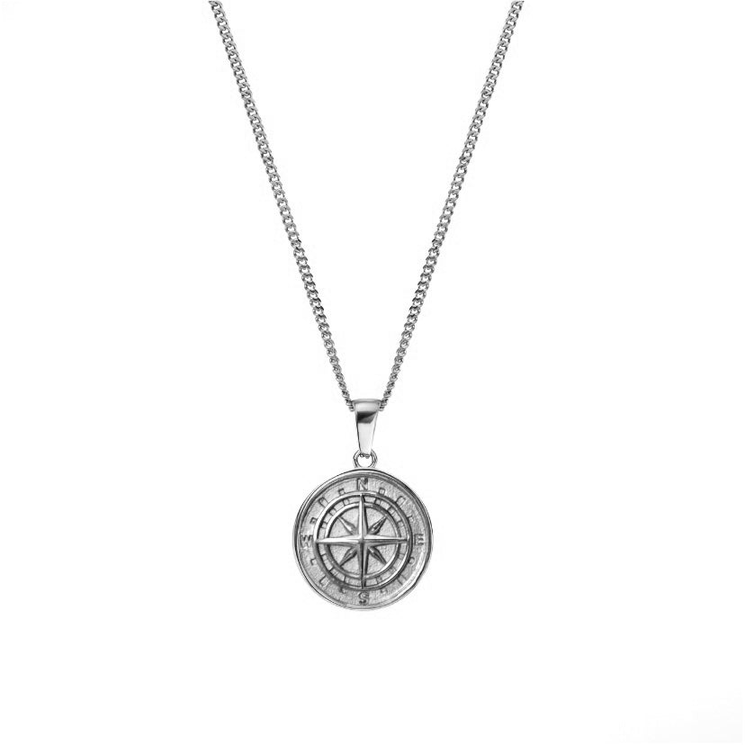 silver compass pendant necklace