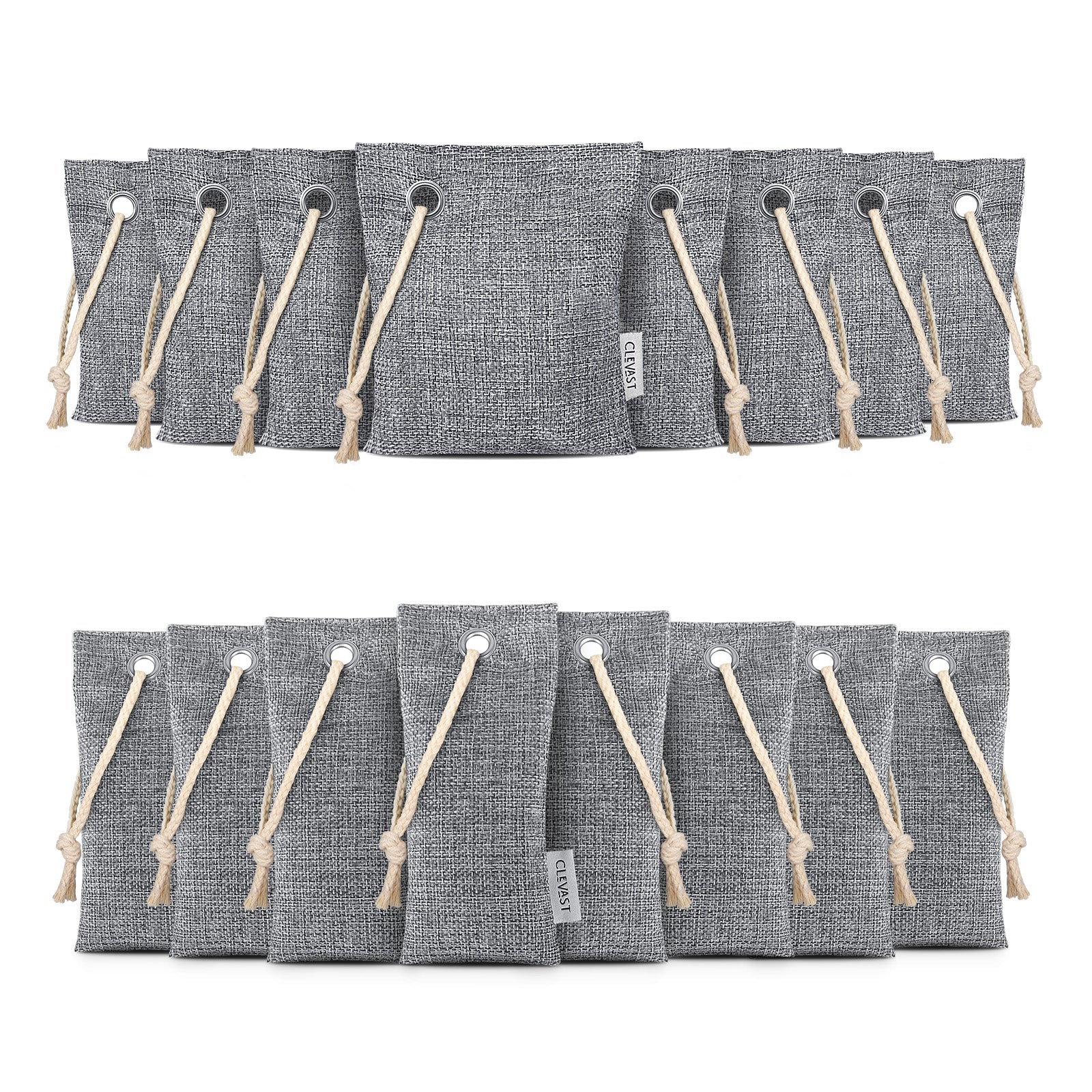 16 Pack Bamboo Charcoal Air Purifying Bags(8x100g, 8x50g) Activated Natural Home Odor Absorber, Deodorizer and Moisture Eliminator, Purifier for Closet, Shoe, Large Room, Car Air freshener, Pet Safe