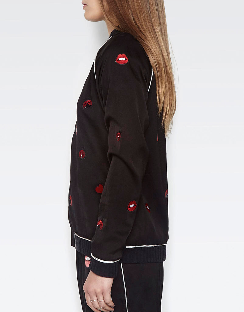 Lauren Moshi Paris Ladybug Love Kiss L/S Bomber Jacket w/Piping