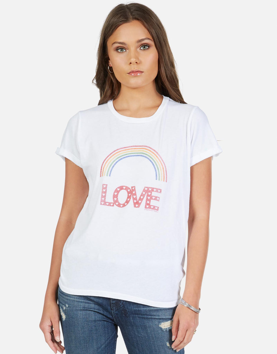 Rainbow Love Vintage Roll Up Sleeve Tee | Edda by Lauren Moshi
