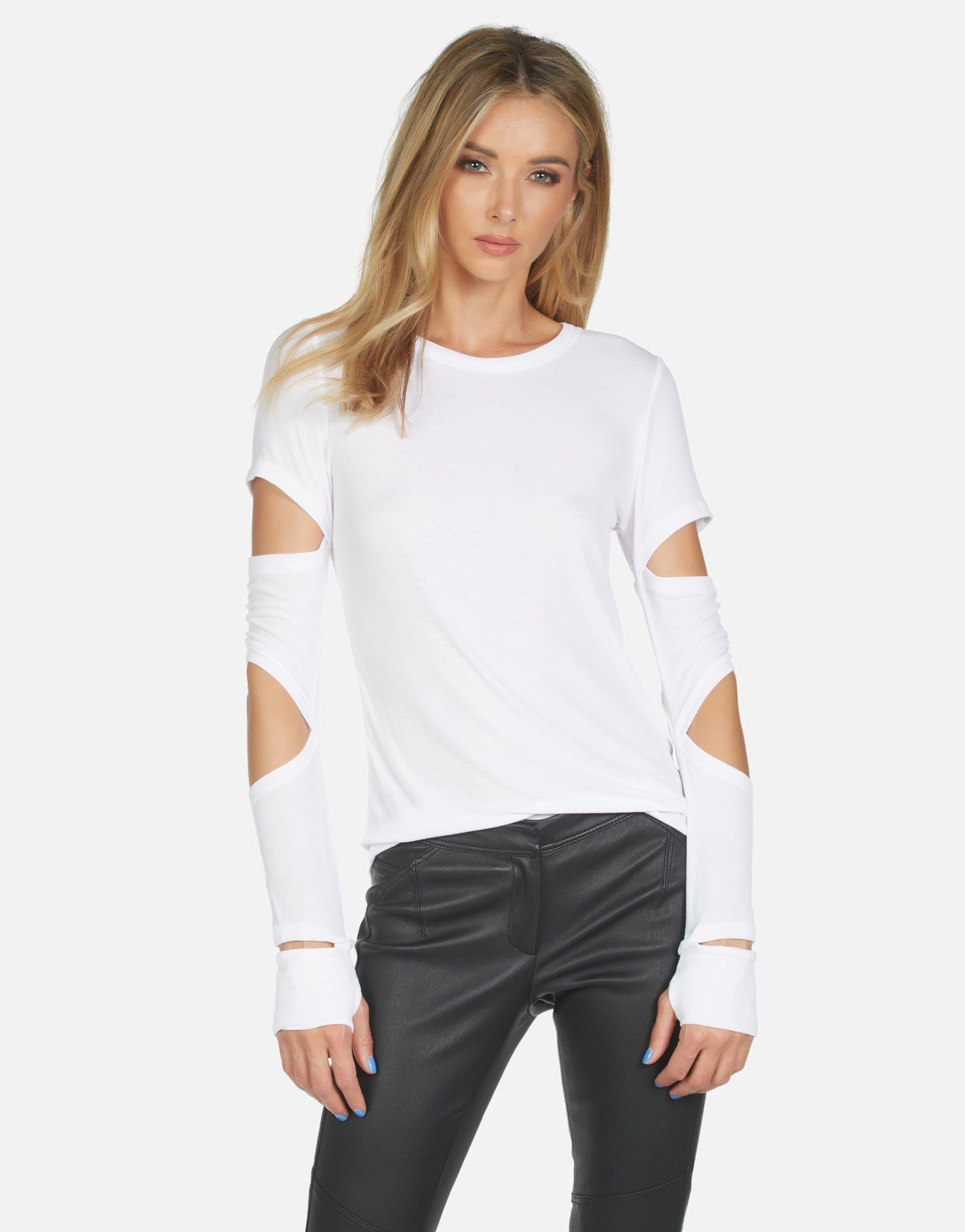 Granger Slit Sleeve Tee White - White L