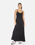 Flower(s) Applique Spaghetti Strap Maxi Dress With a Ribbon and Ruffles