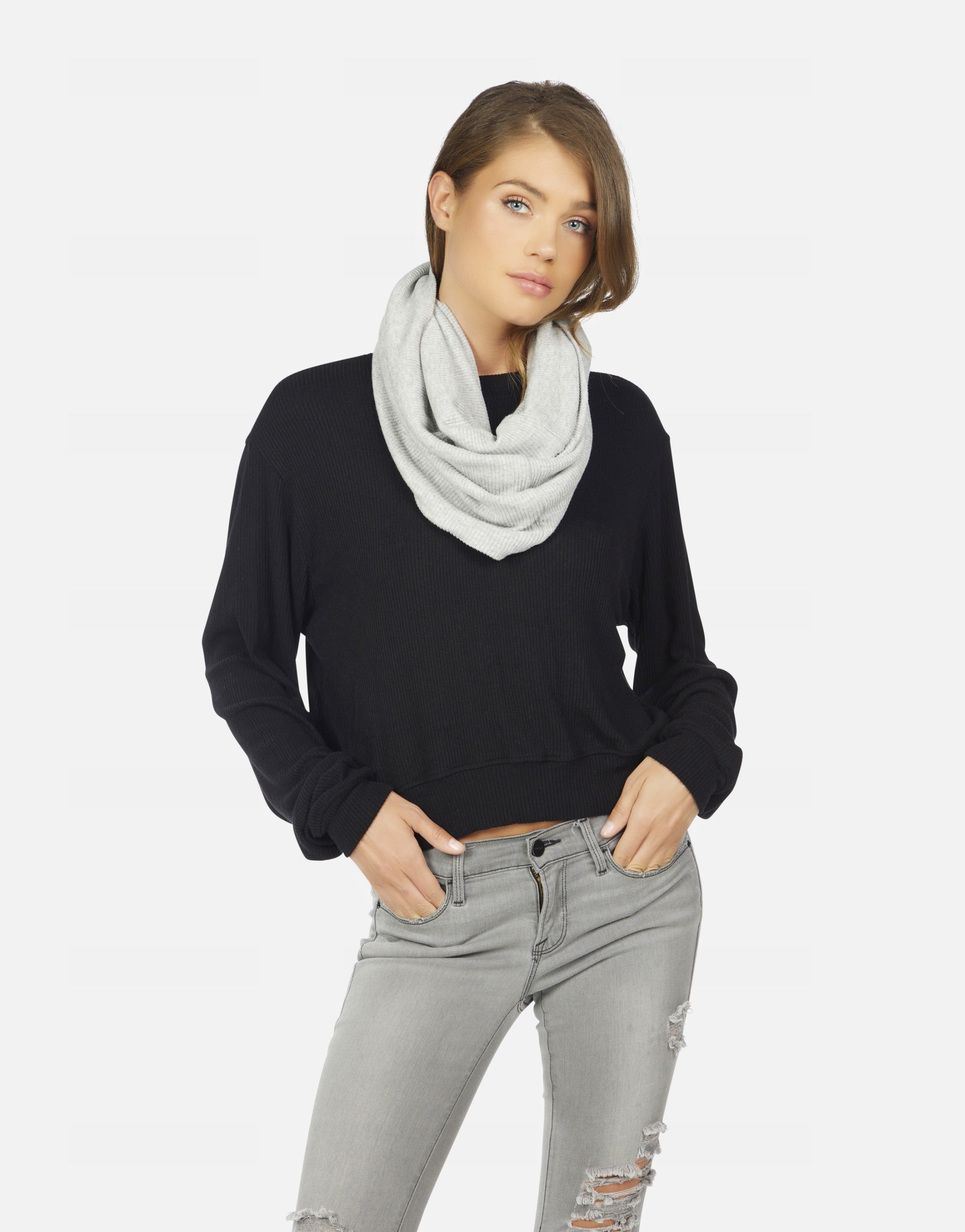 Neville- Sweater Snood Scarf - Heather Grey OS