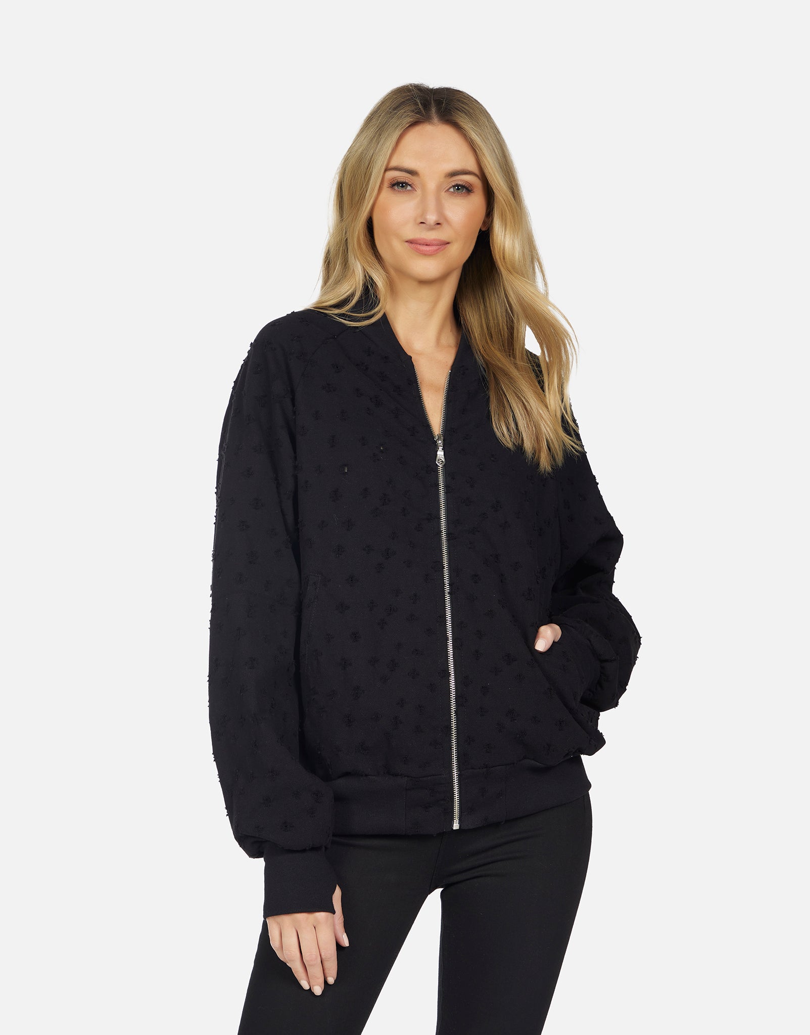 Credence Oversized Bomber Jacket - Black M