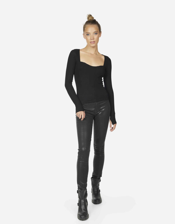 Michael Lauren Oslo Mesh Top in Black