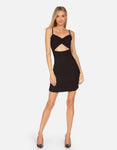 Cutout Shirred Fitted Ribbed Short Spaghetti Strap Sweetheart Dress