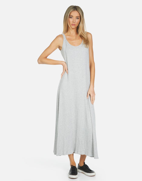A-line Sweater Ribbed Scoop Neck Tank Maxi Dress
