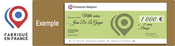 cheque géant usage unique template vert bio