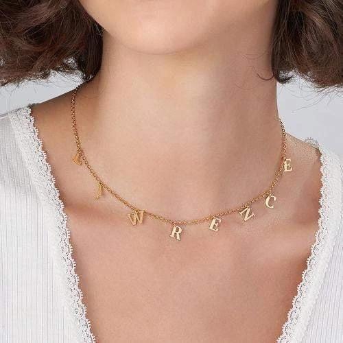 18K Gold Plating Choker Name Necklace engraved with Adjustable Chain