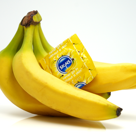 Skins condom with bananas