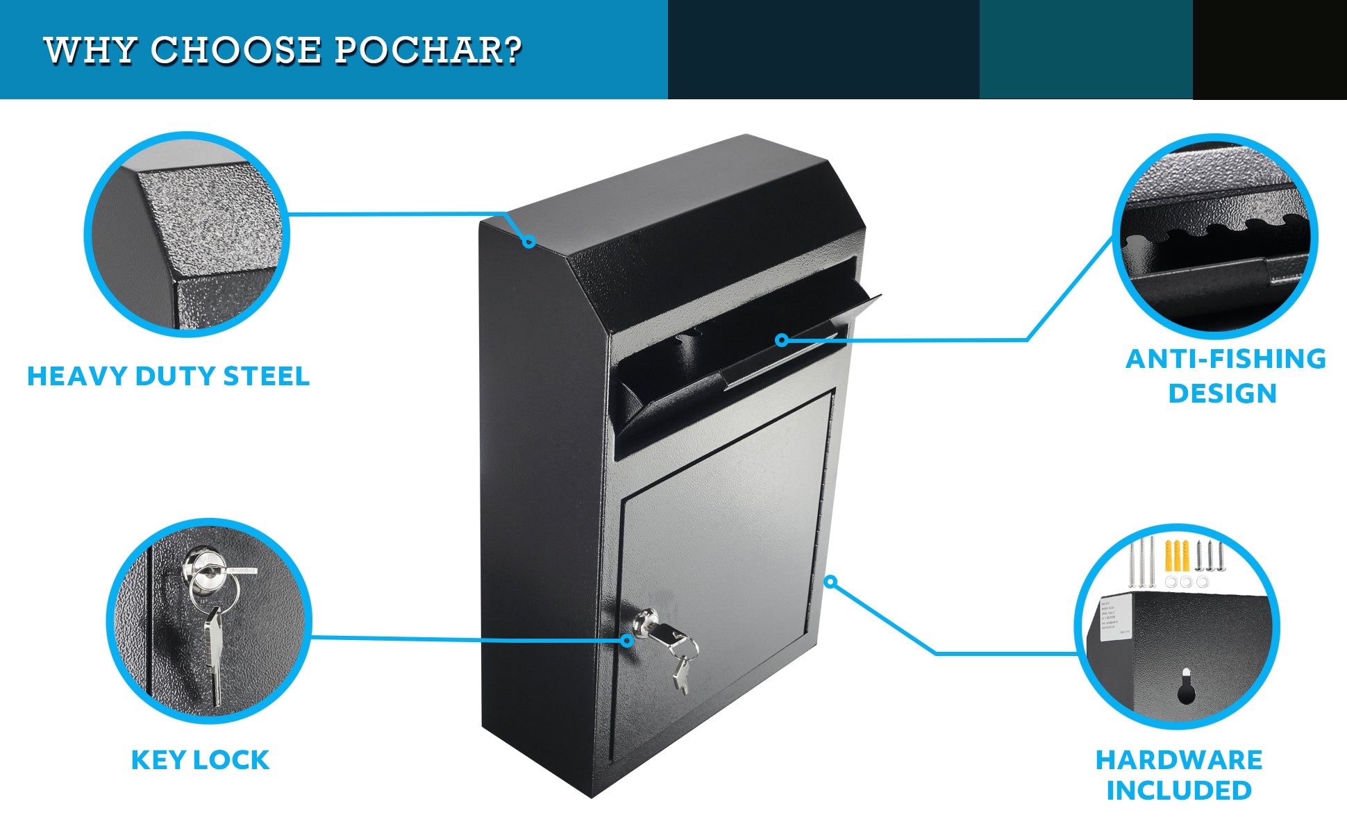 POCHAR-D02LH-Extra-Large-Wall-Mount-Dropbox-for-Payments-Deposit-and-Night-Keys