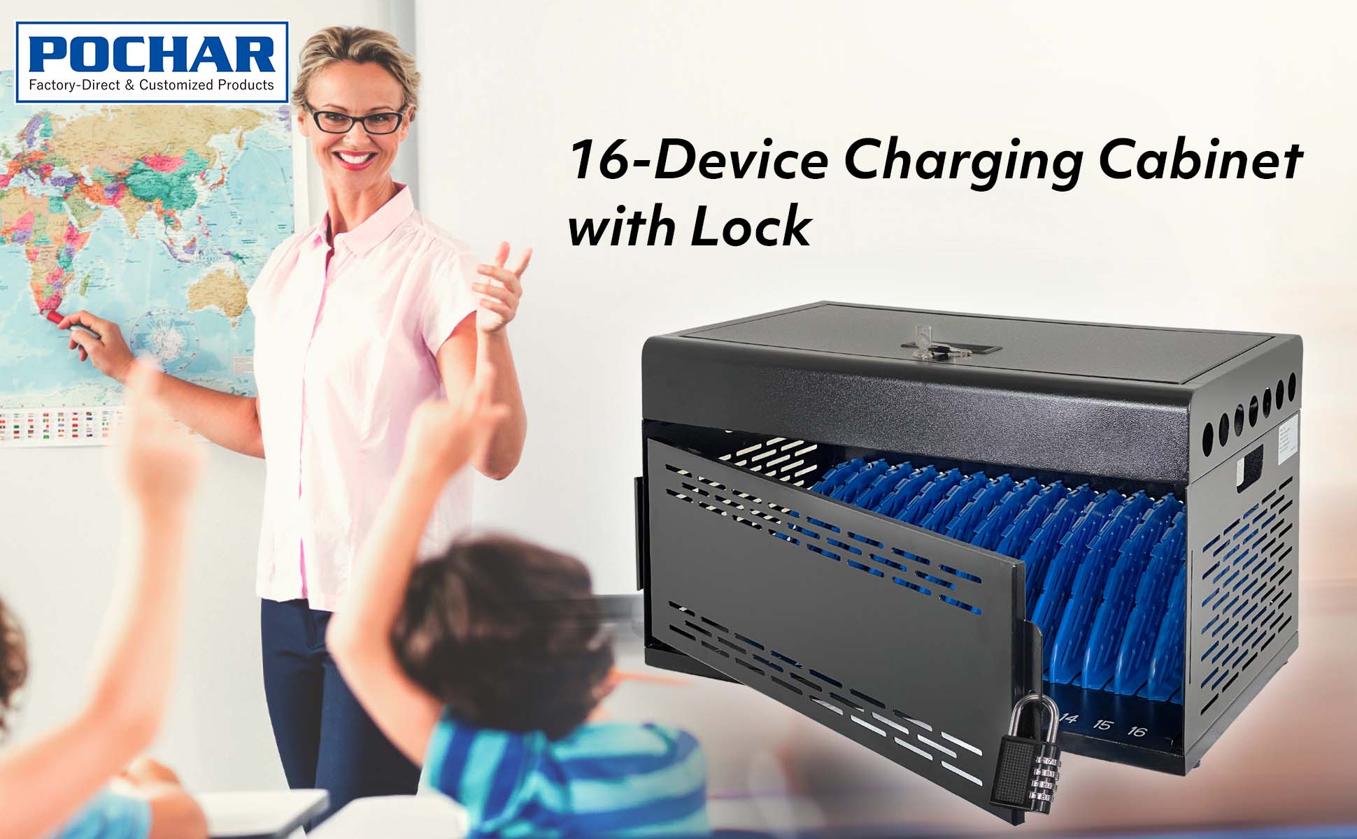 POCHAR-C16DH-Chromebook-Charging-Station-with-Lock-Charging-Cabinet-for-16-Chromebook