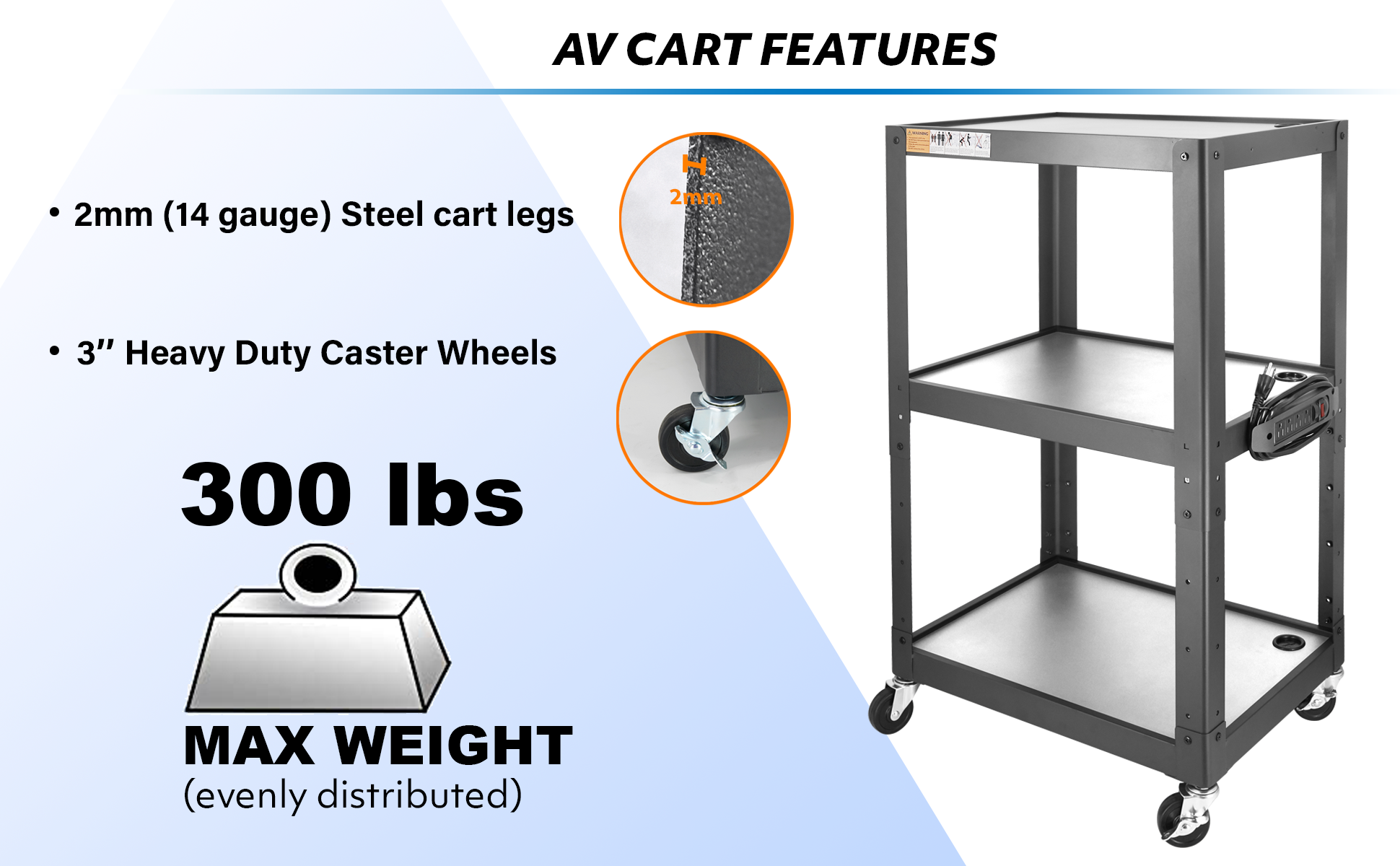 POCHAR-AVJS-Steel-Projector-Cart-Metal-Utility-Cart-Heavy-Duty-Tool-Cart