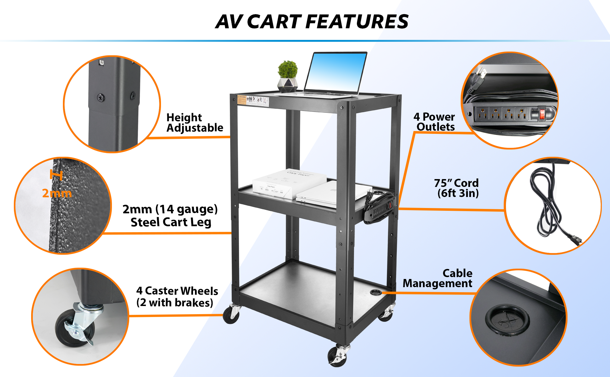 POCHAR-AVJS-Steel-Projector-Cart-Metal-Utility-Cart-Heavy-Duty-Tool-Cart