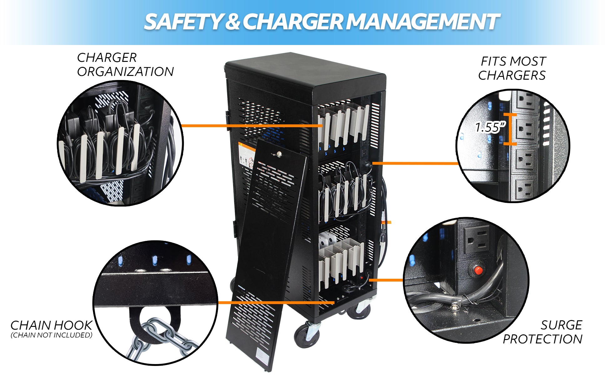 POCHAR-C18H-18-Device-Charging-Cart-Chromebook-Charging-Station-For-Classroom