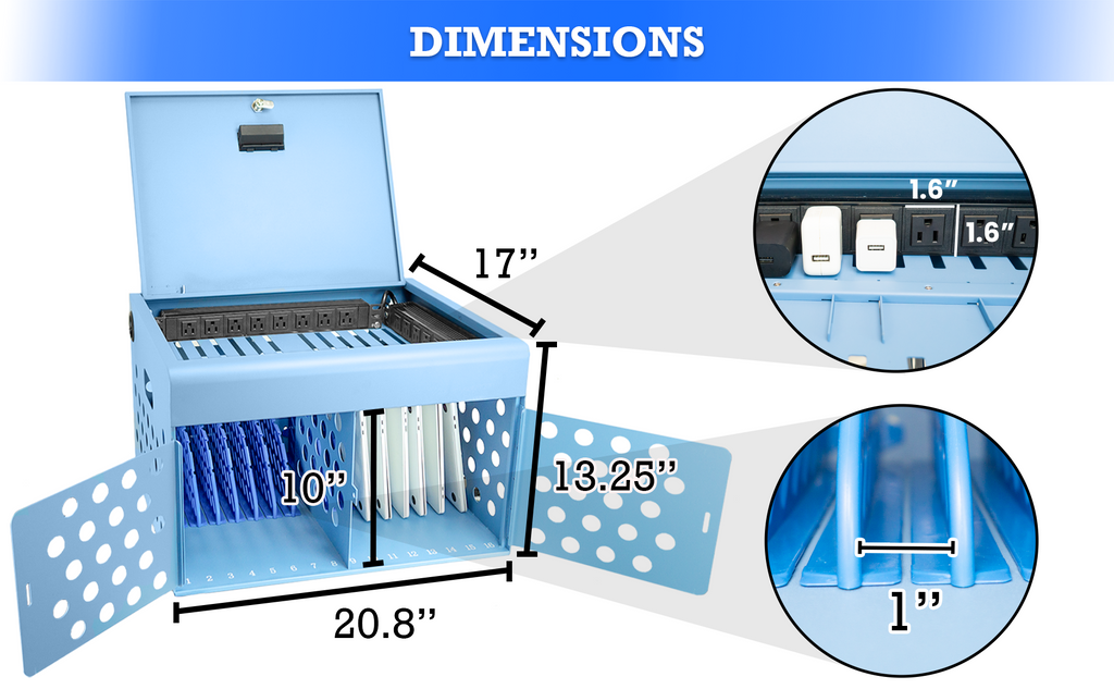 POCHAR-C16BB-16-Device-Charging-Cabinet-with-Lock-Chromebook-Charging-Station-For-Classroom