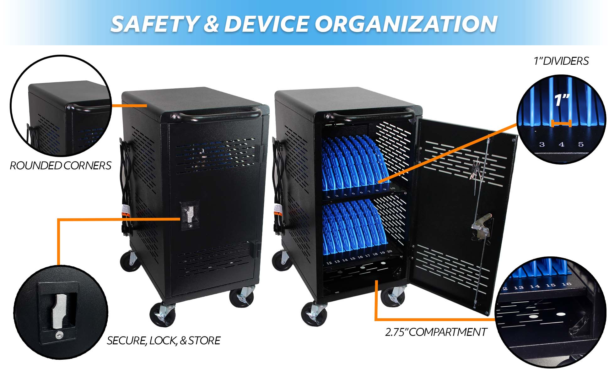 POCHAR-C20H-20-Device-Charging-Cart-Chromebook-Charging-Station-For-Classroom