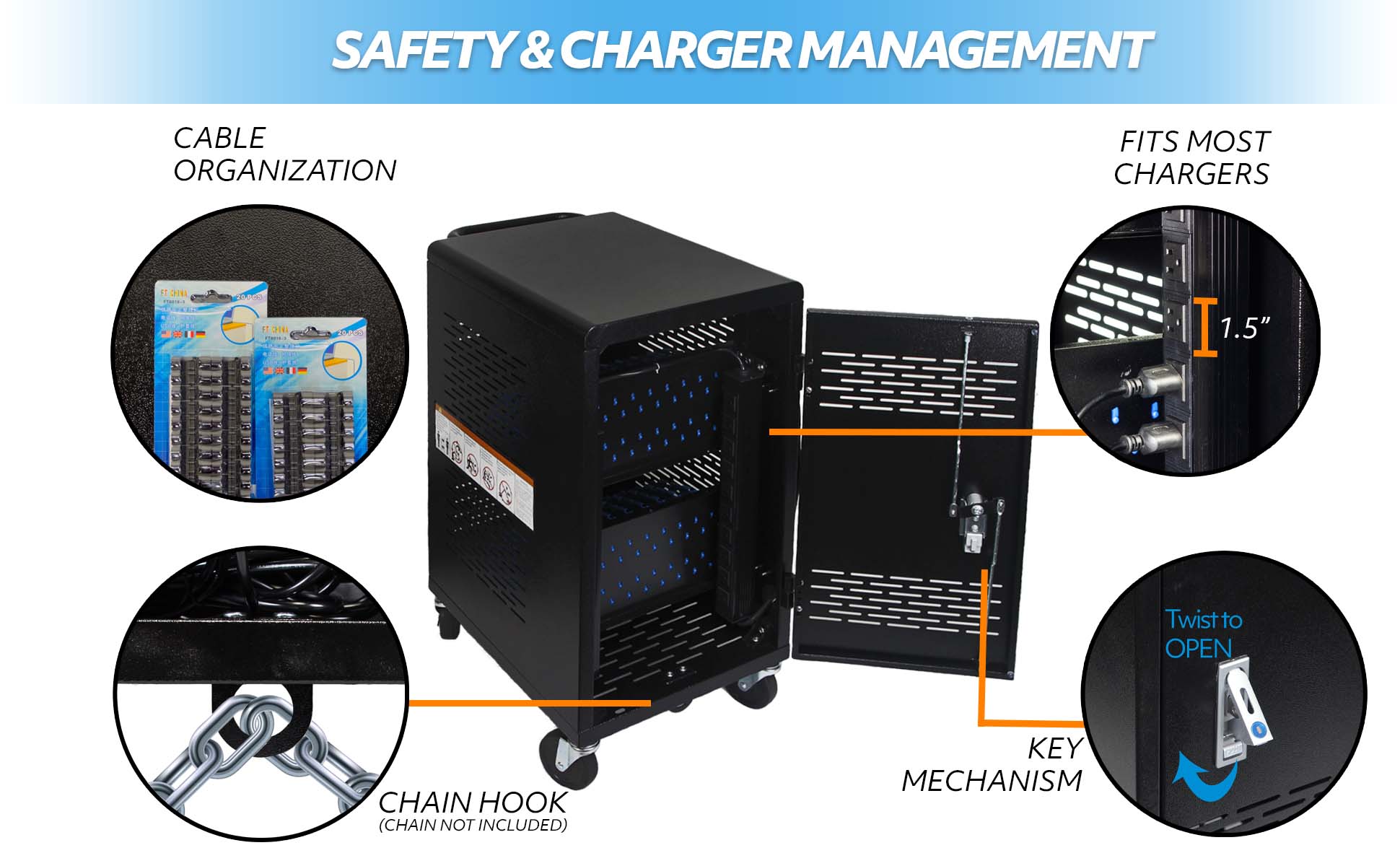 POCHAR-C20H-20-Device-Charging-Cart-Chromebook-Charging-Station-For-Classroom