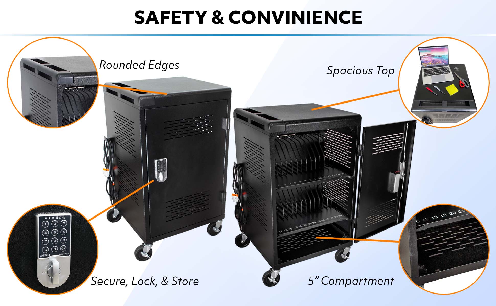 POCHAR-C30CH-30-Device-Charging-Cart-For-Chromebook-and-iPad-Chrombook-Charging-Cart-for-Classroom