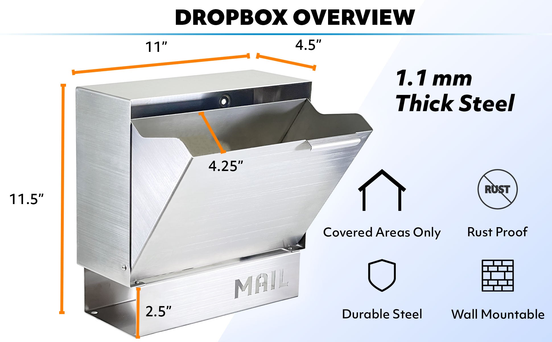 POCHAR-D32-Stainless-Steel-Mailbox-with-Newspaper-Holder-Stainless-Dropbox